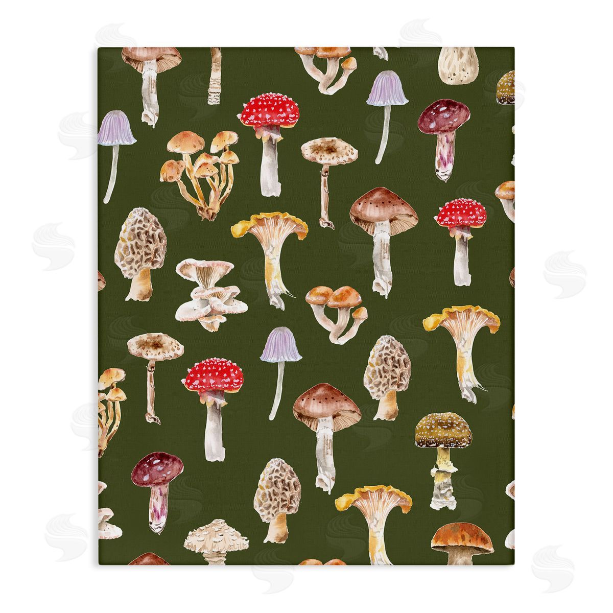 Mushrooms Repeating Pattern Canvas Wall Art, Home Decor by Two If By Sea Studios