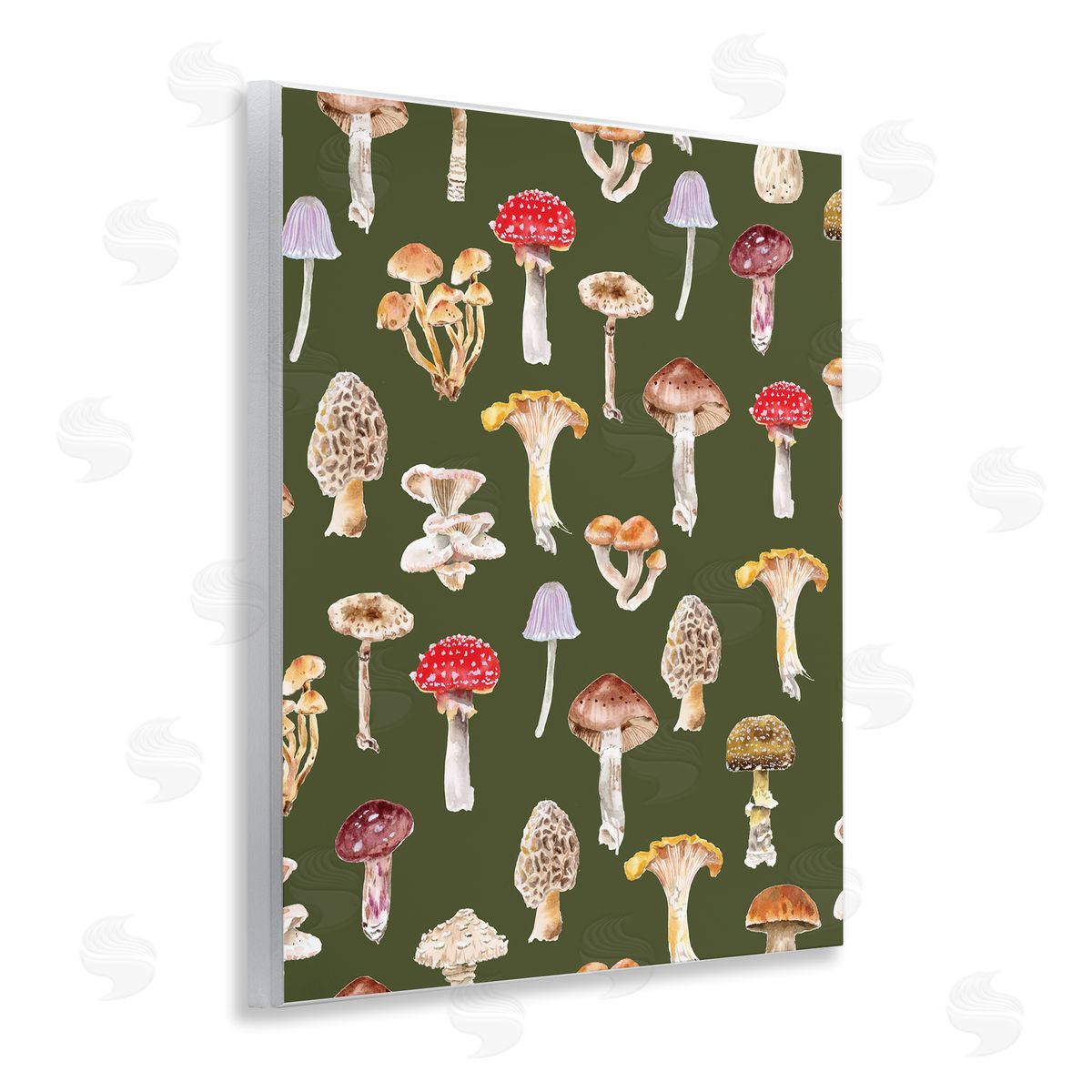 Mushrooms Repeating Pattern Wood Plaque Wall Art, Home Decor by Two If By Sea Studios