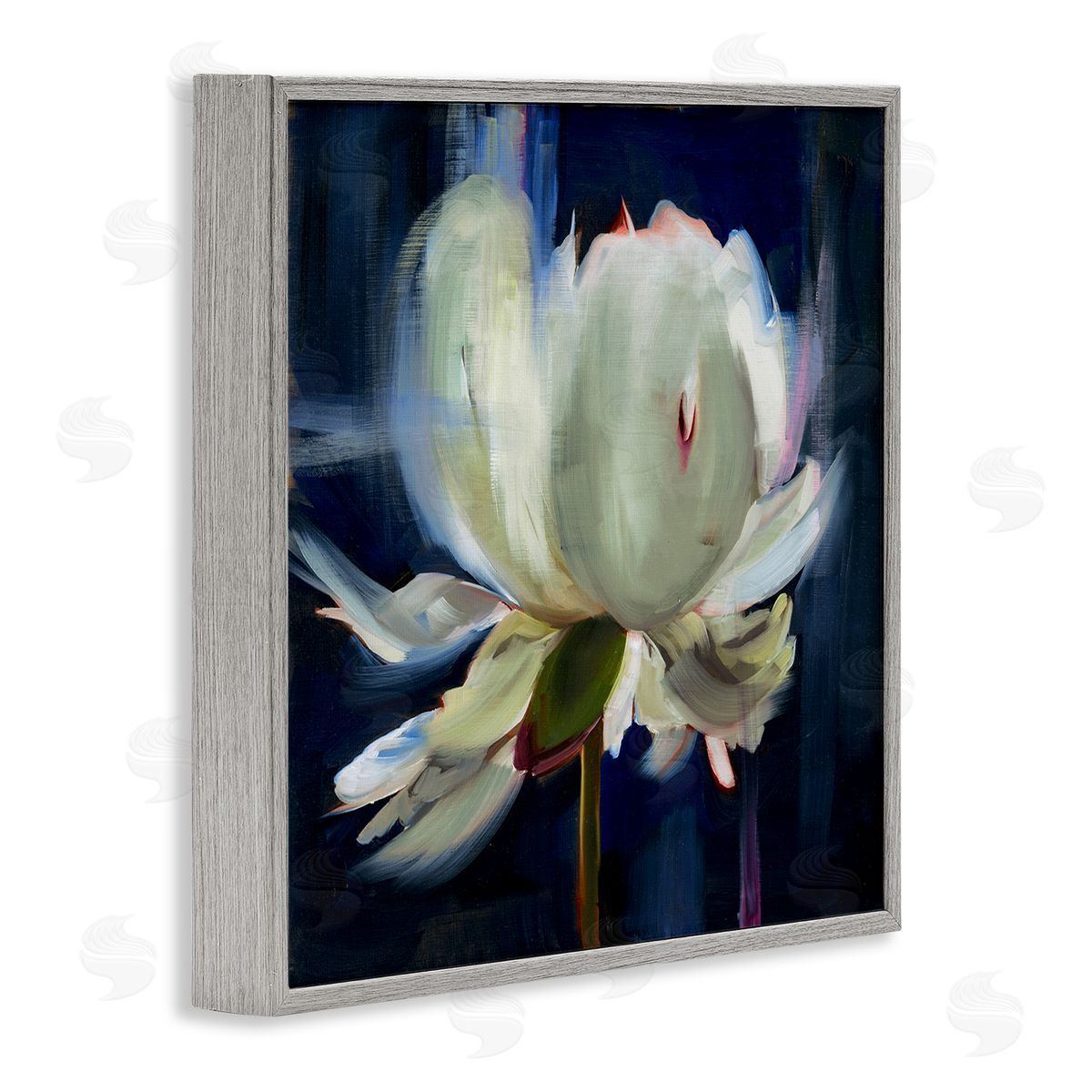 Abstract Painted Flower Grey Frame Print Wall Art, Home Decor by Liz Jardine