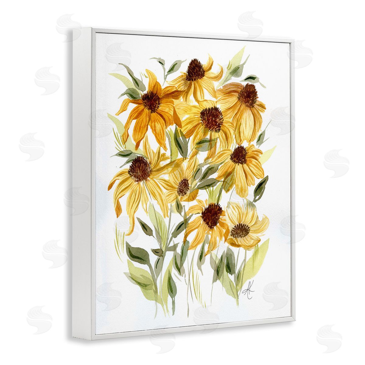 Yellow Rudbeckia Florals White Frame Print Wall Art, Home Decor by Alexandria Gilbert Kincaid