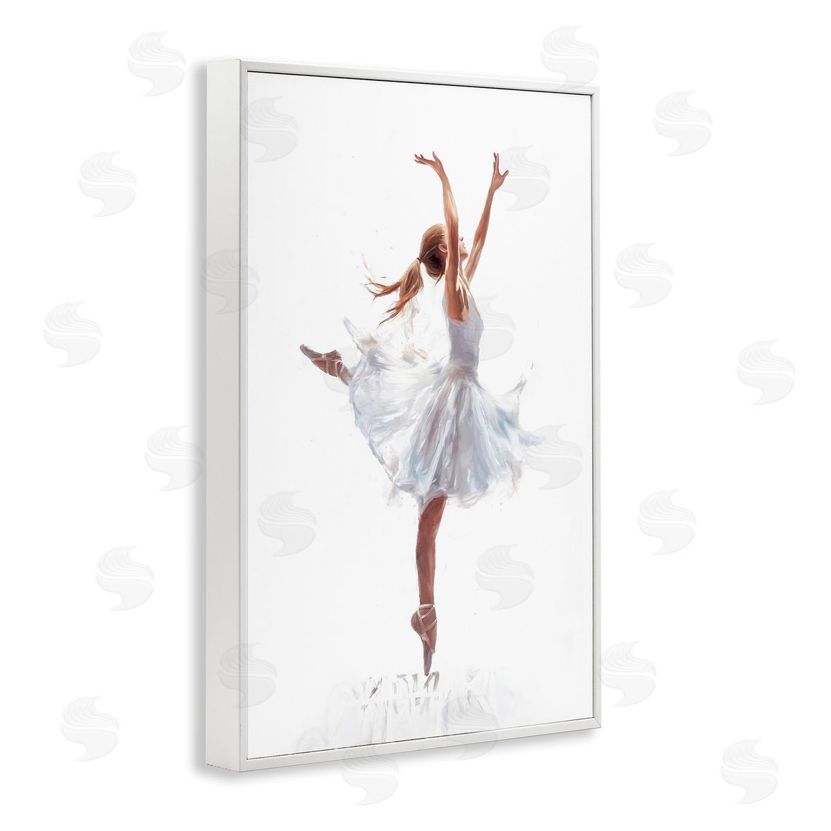 Graceful Ballerina in White White Frame Print Wall Art, Home Decor by Ramona Murdock