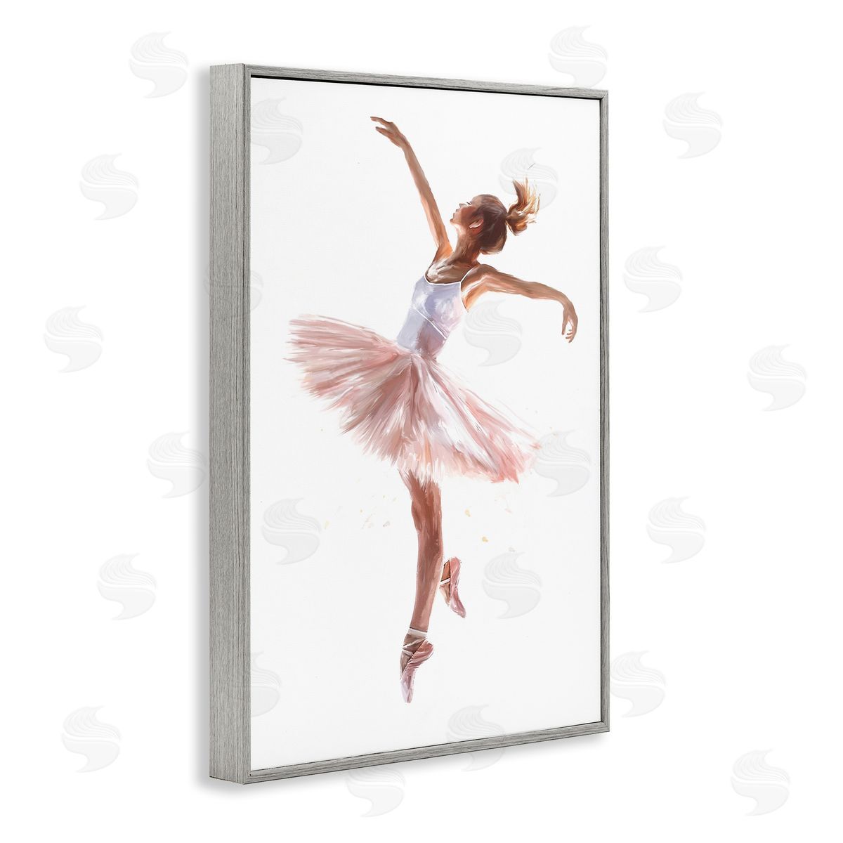 Graceful Ballerina Pose Grey Frame Print Wall Art, Home Decor by Ramona Murdock