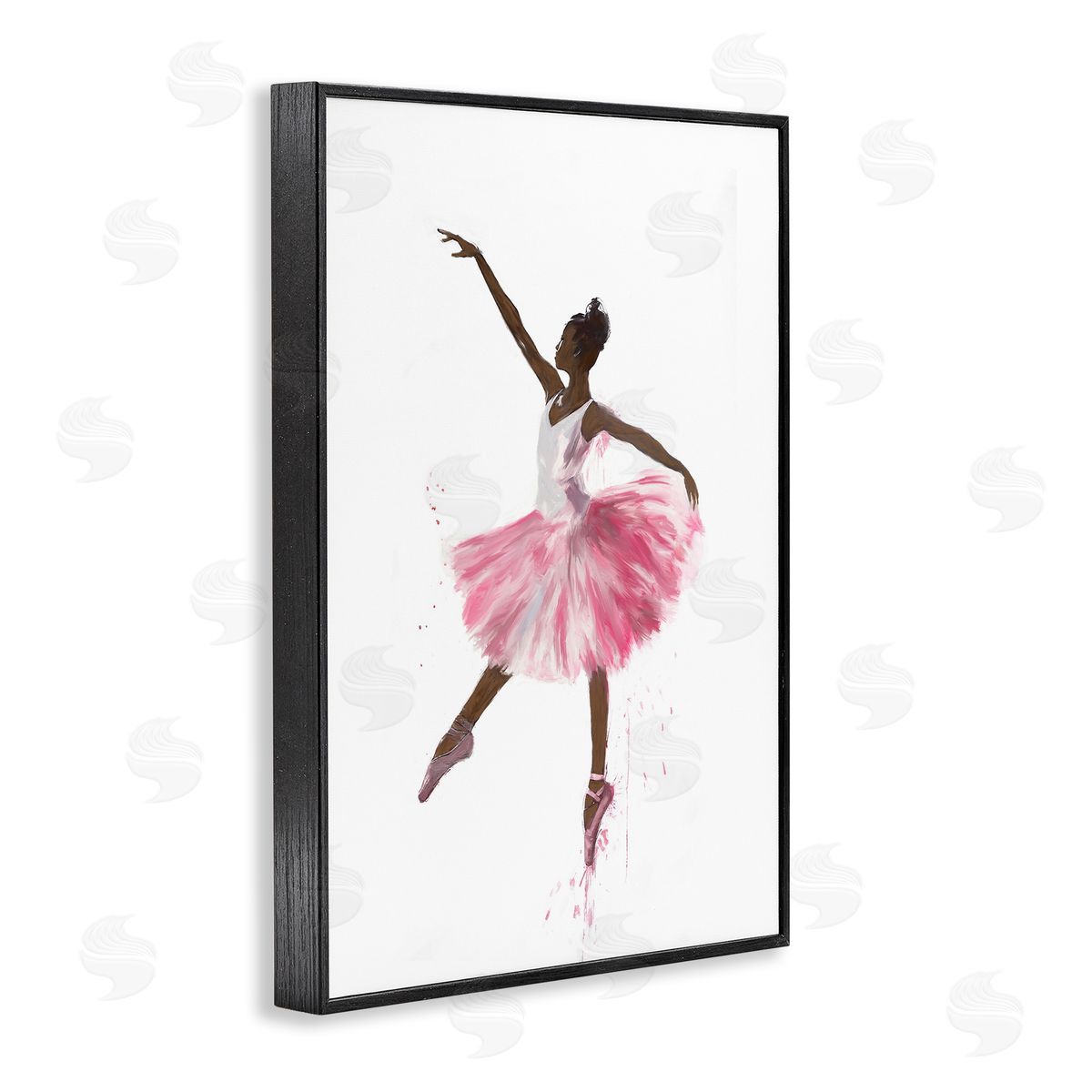 Graceful Ballerina in Pink Black Frame Print Wall Art, Home Decor by Ramona Murdock