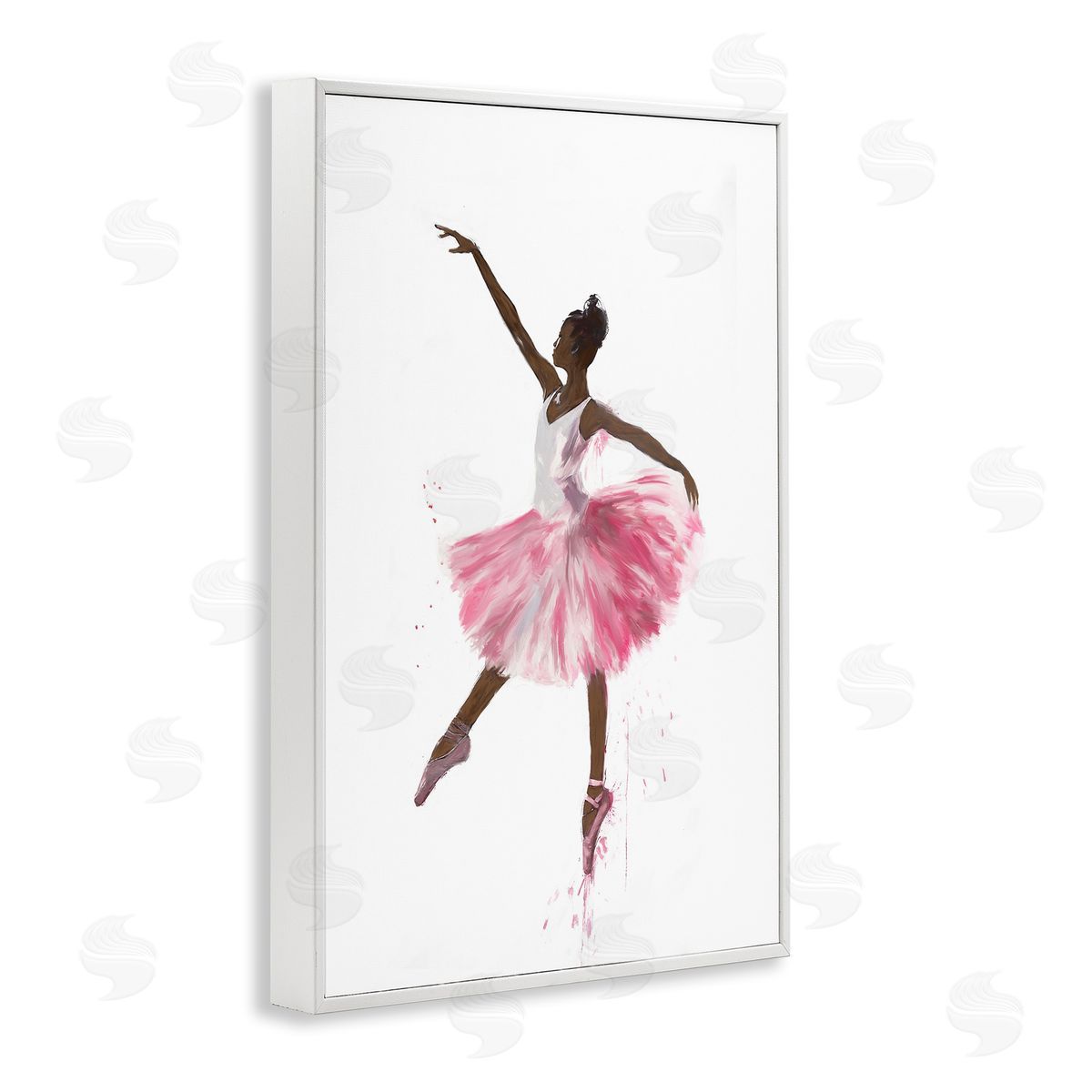 Graceful Ballerina in Pink White Frame Print Wall Art, Home Decor by Ramona Murdock