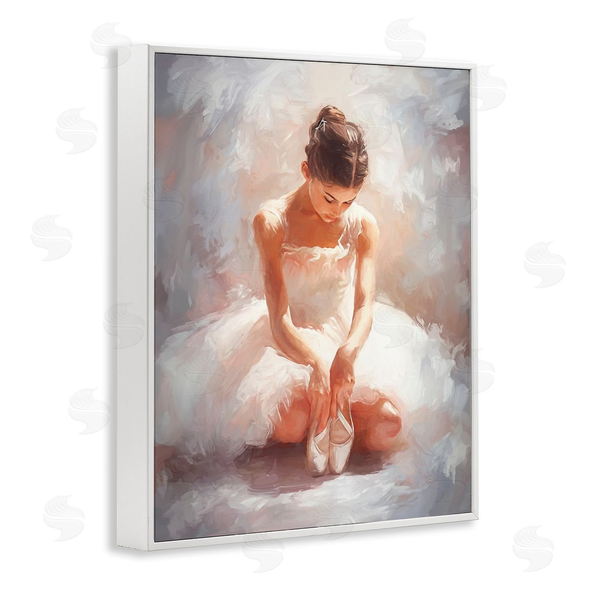 Serene Ballerina Portrait White Frame Print Wall Art, Home Decor by Ramona Murdock