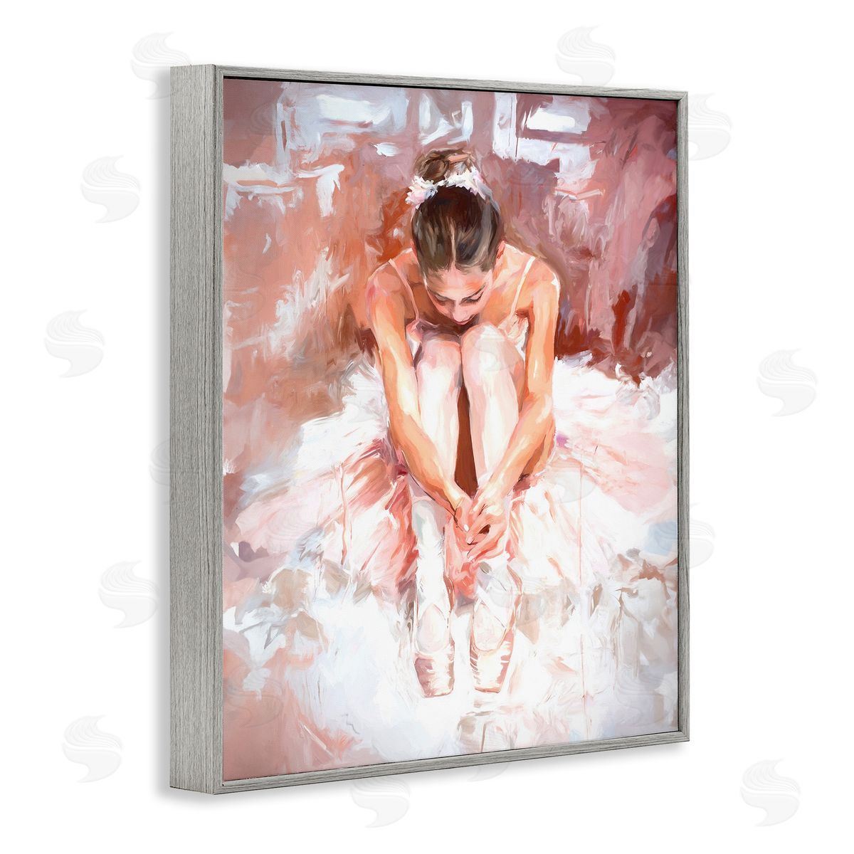 Serene Ballerina Visage Grey Frame Print Wall Art, Home Decor by Ramona Murdock