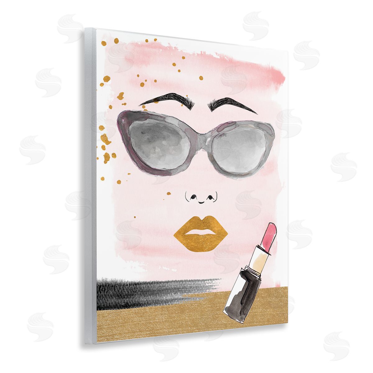 Lipstick and Glam Face Wood Plaque Wall Art, Home Decor by Lanie Loreth