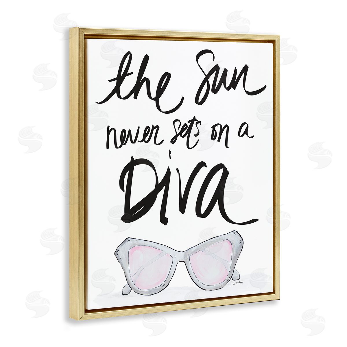 Sun Never Sets on Diva Gold Floating Frame Canvas Wall Art, Home Decor by Gina Ritter
