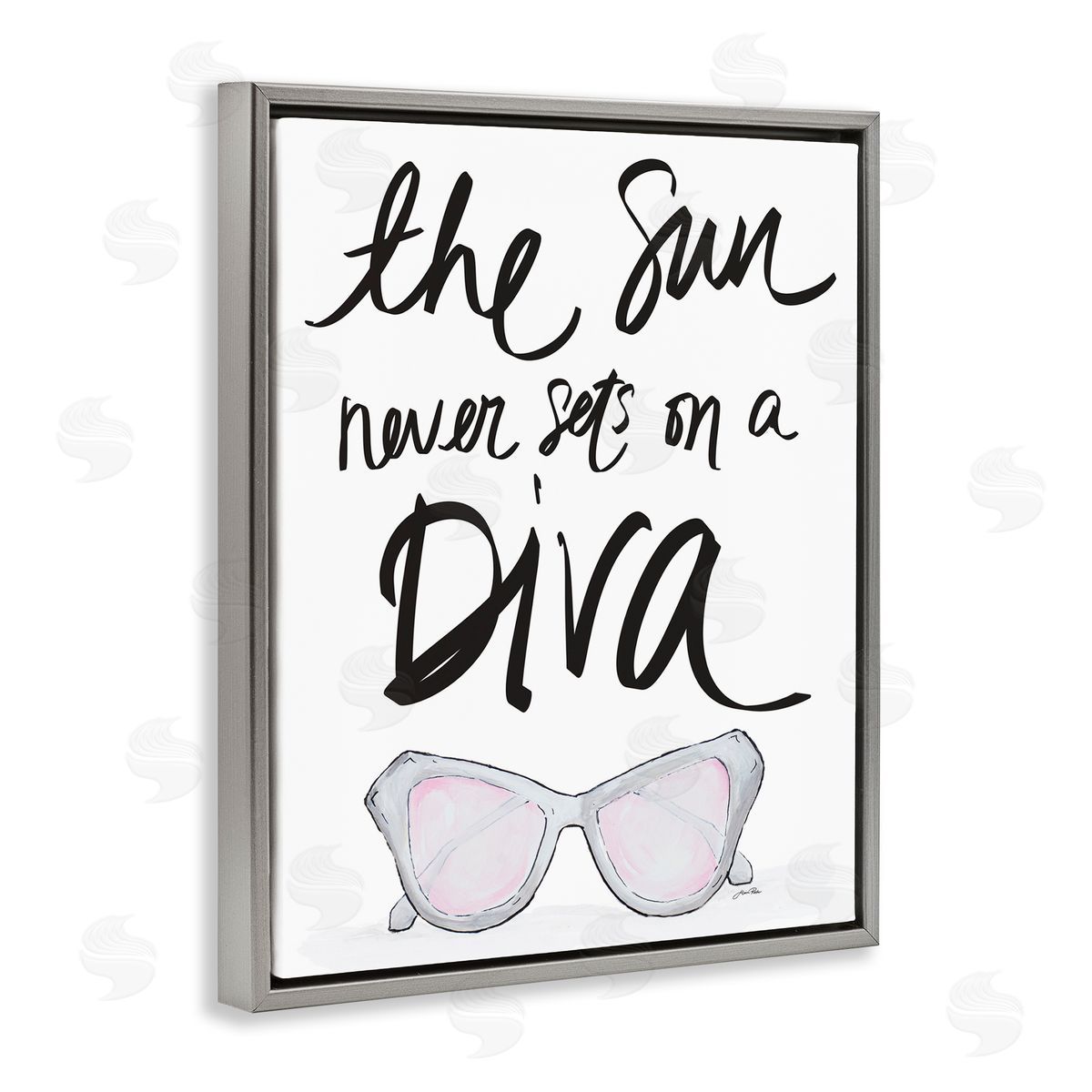 Sun Never Sets on Diva Grey Floating Frame Canvas Wall Art, Home Decor by Gina Ritter