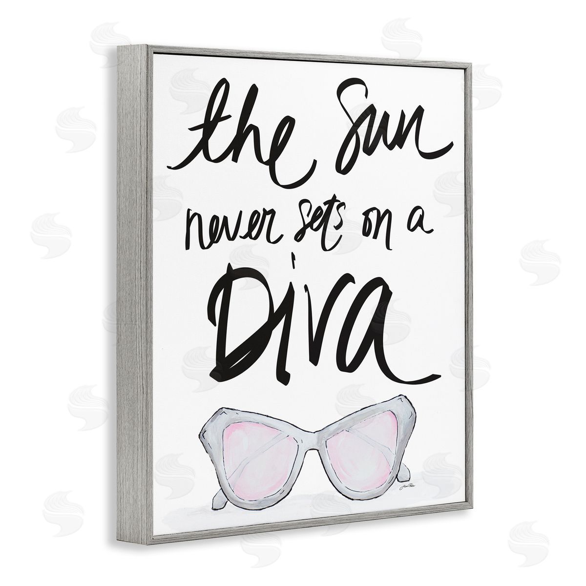 Sun Never Sets on Diva Grey Frame Print Wall Art, Home Decor by Gina Ritter