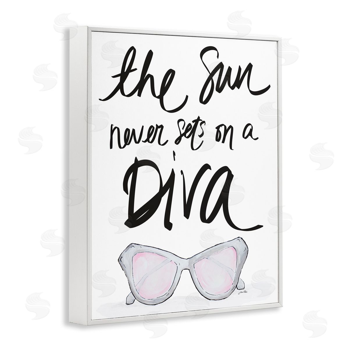 Sun Never Sets on Diva White Frame Print Wall Art, Home Decor by Gina Ritter