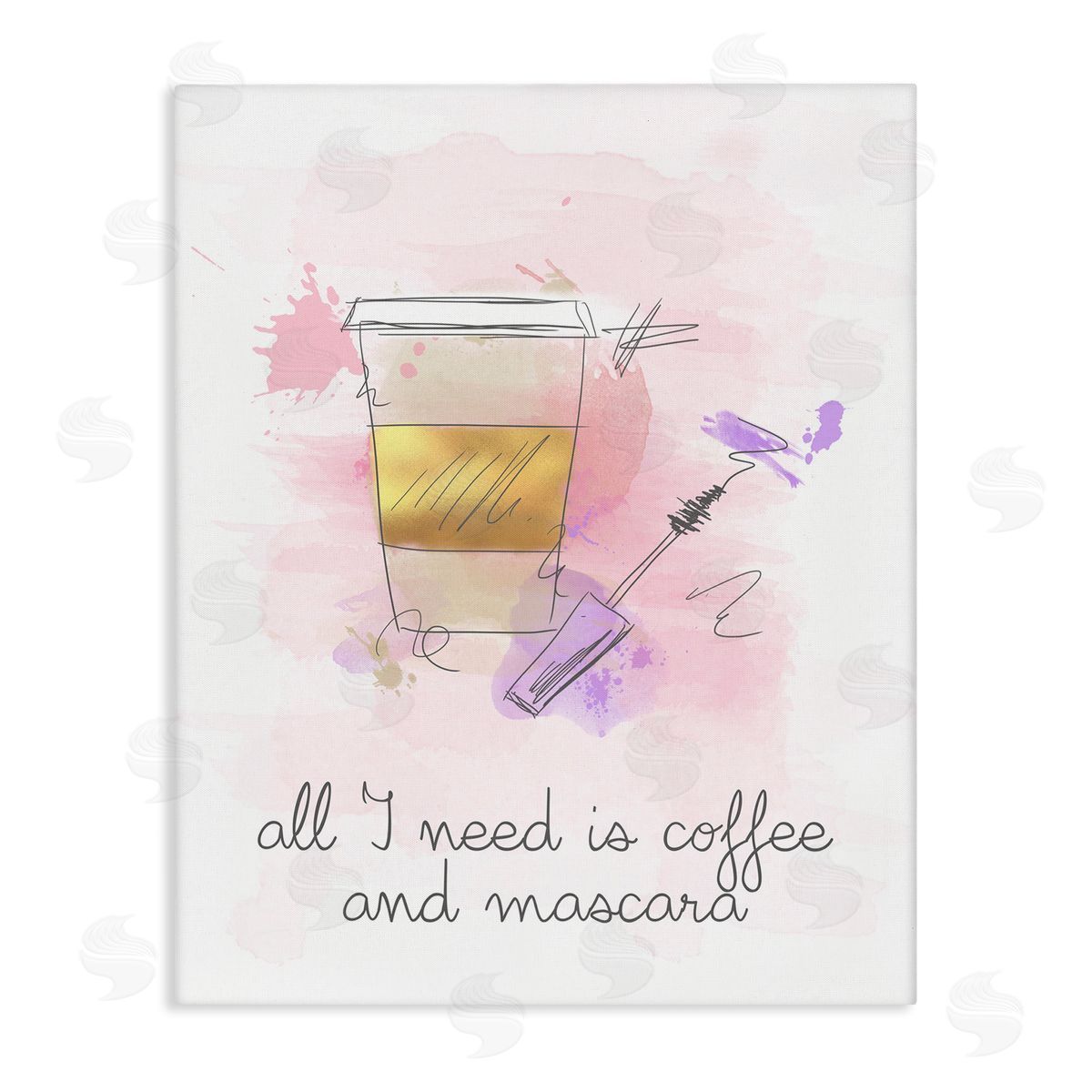 Need Coffee and Mascara Canvas Wall Art, Home Decor by Anna Quach