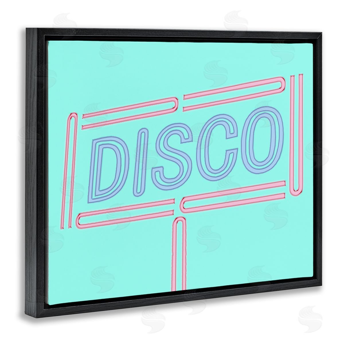Retro Disco Sign Black Floating Frame Canvas Wall Art, Home Decor by Sd Graphics Studio