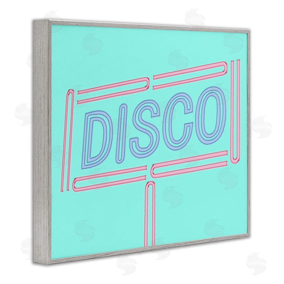 Retro Disco Sign Grey Frame Print Wall Art, Home Decor by Sd Graphics Studio