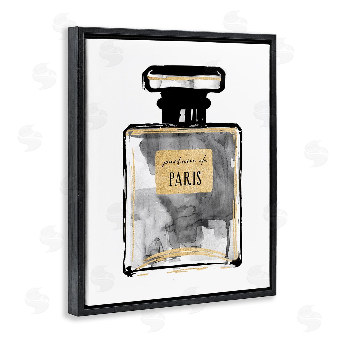 Bold French Perfume Black Floating Frame Canvas Wall Art, Home Decor by Carol Robinson