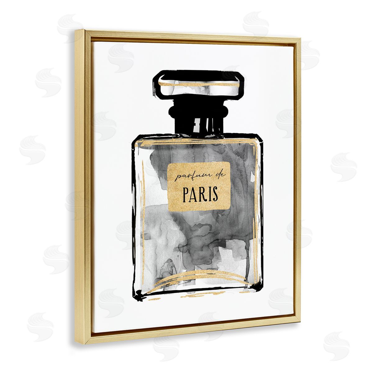 Bold French Perfume Gold Floating Frame Canvas Wall Art, Home Decor by Carol Robinson