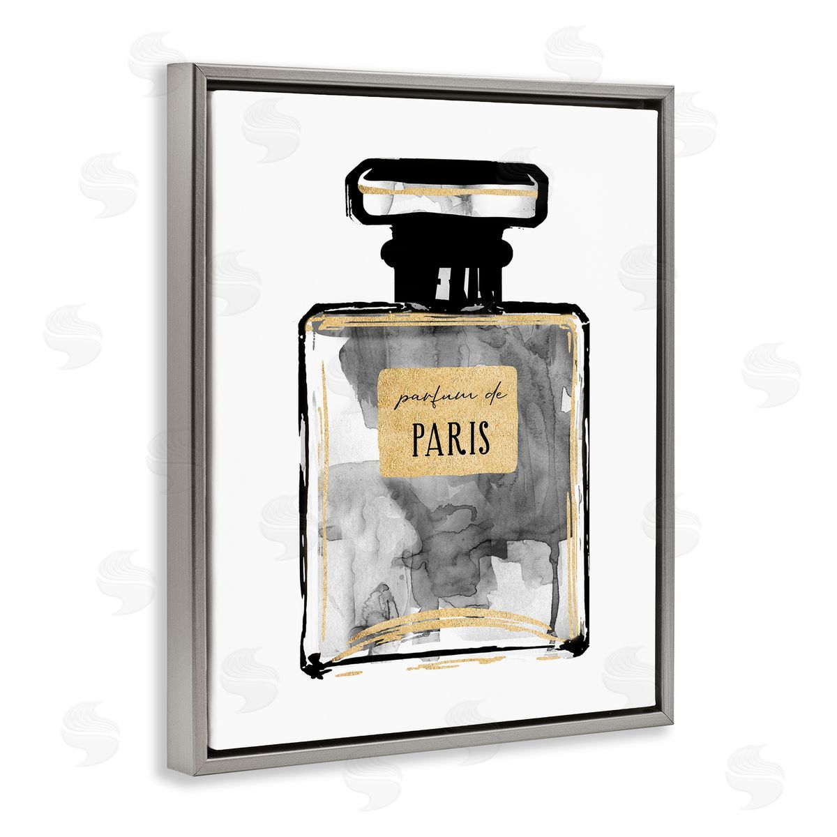 Bold French Perfume Grey Floating Frame Canvas Wall Art, Home Decor by Carol Robinson