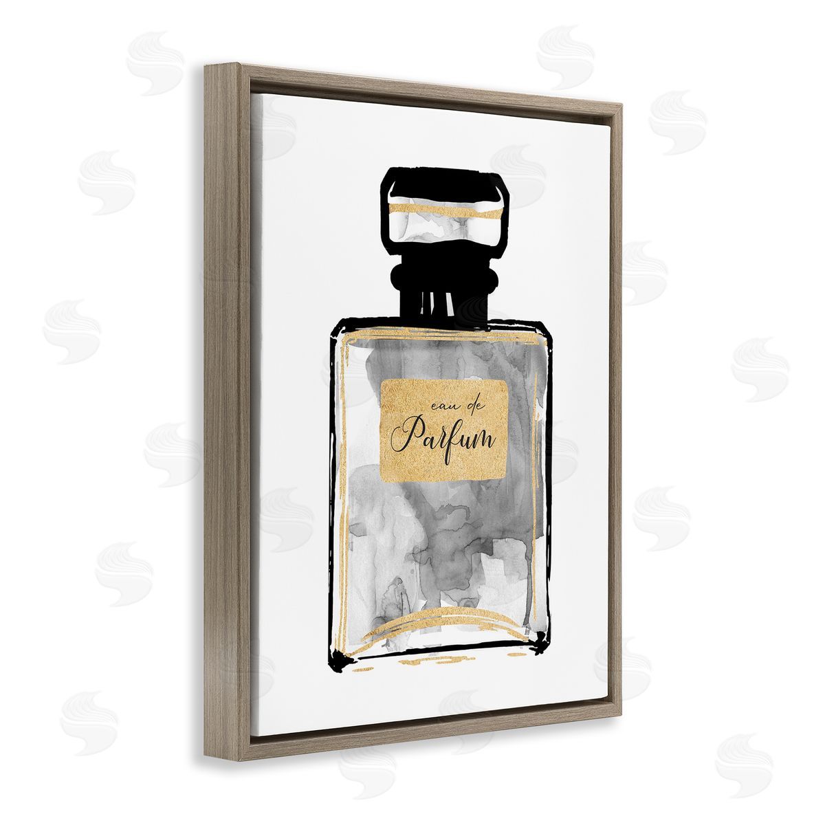 Black French Perfume Brown Floating Frame Canvas Wall Art, Home Decor by Carol Robinson