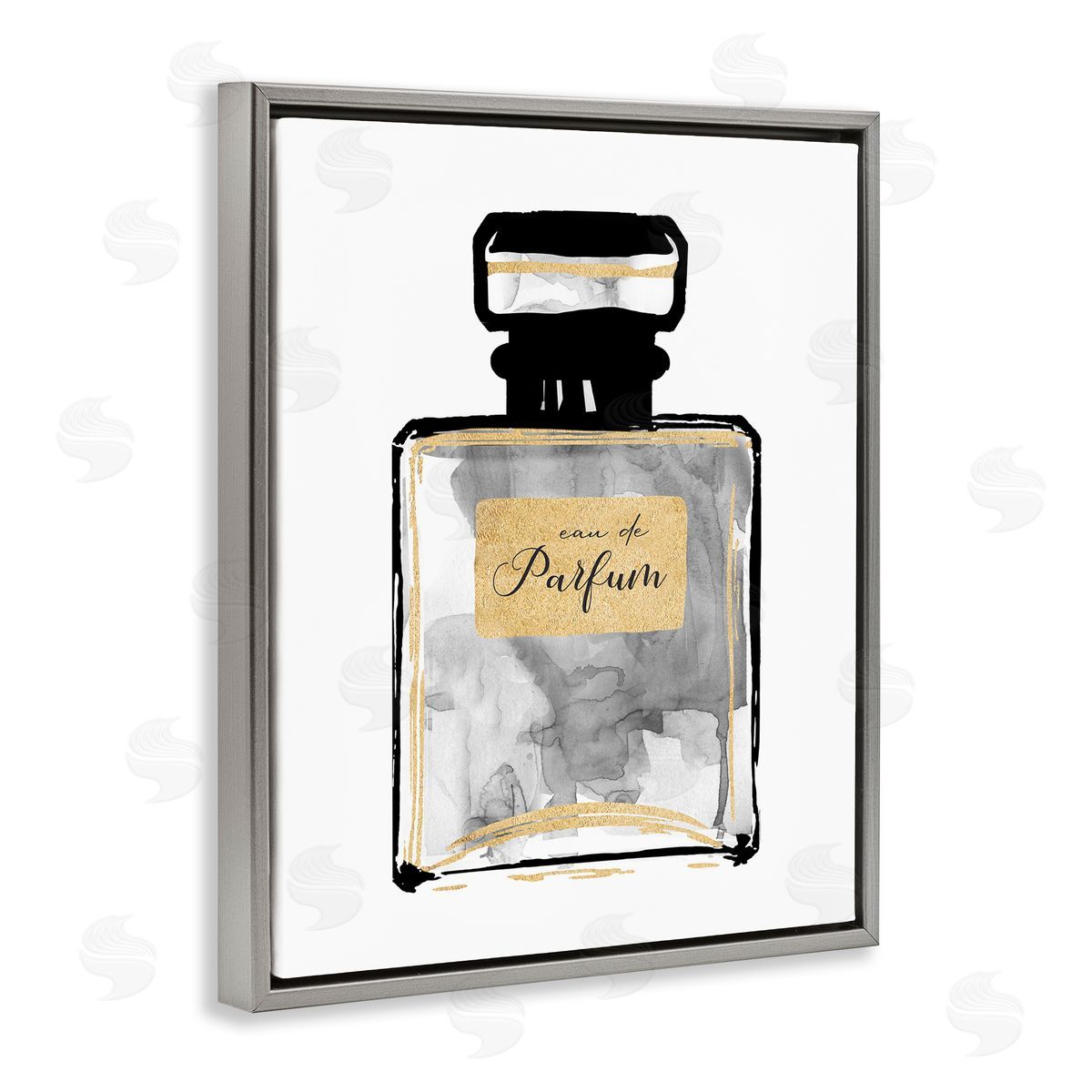 Black French Perfume Grey Floating Frame Canvas Wall Art, Home Decor by Carol Robinson