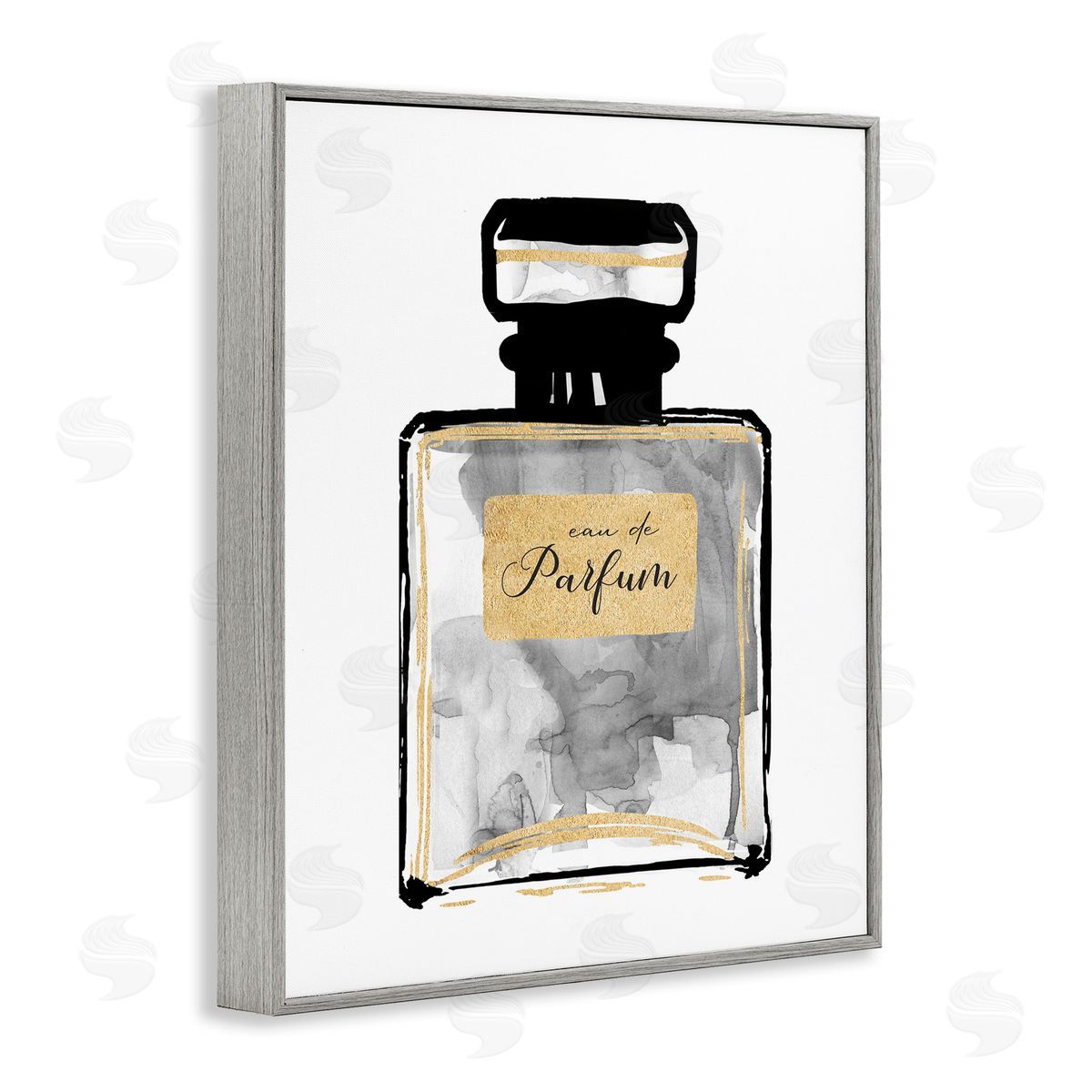 Black French Perfume Grey Frame Print Wall Art, Home Decor by Carol Robinson