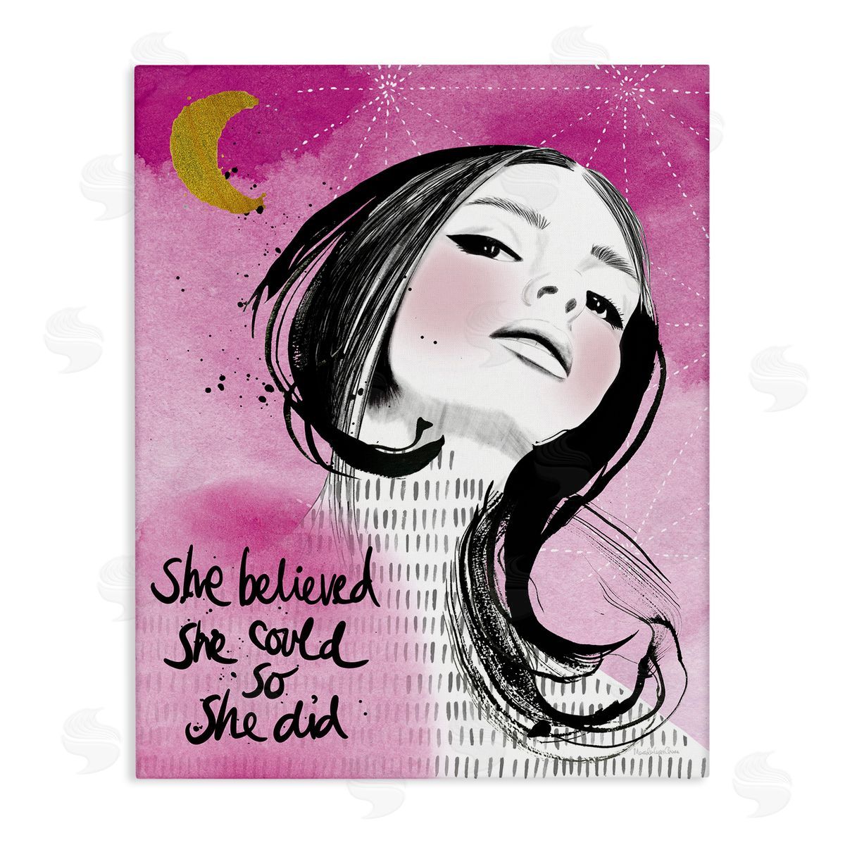Inspirational So She Did Canvas Wall Art, Home Decor by Mercedes Lopez Charro
