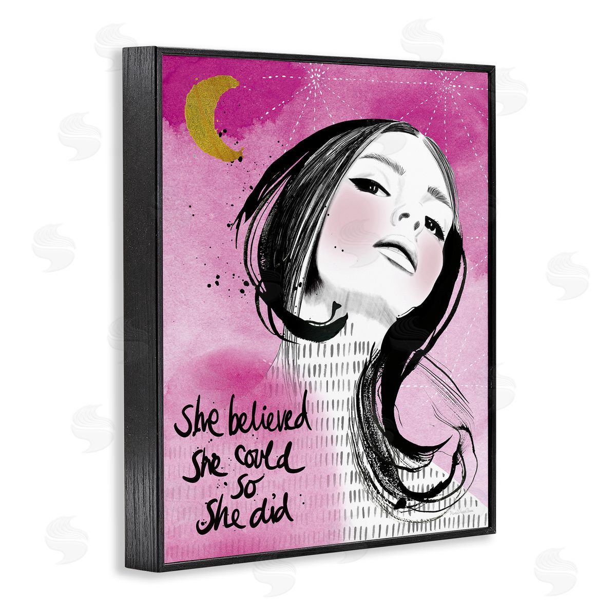 Inspirational So She Did Black Frame Print Wall Art, Home Decor by Mercedes Lopez Charro