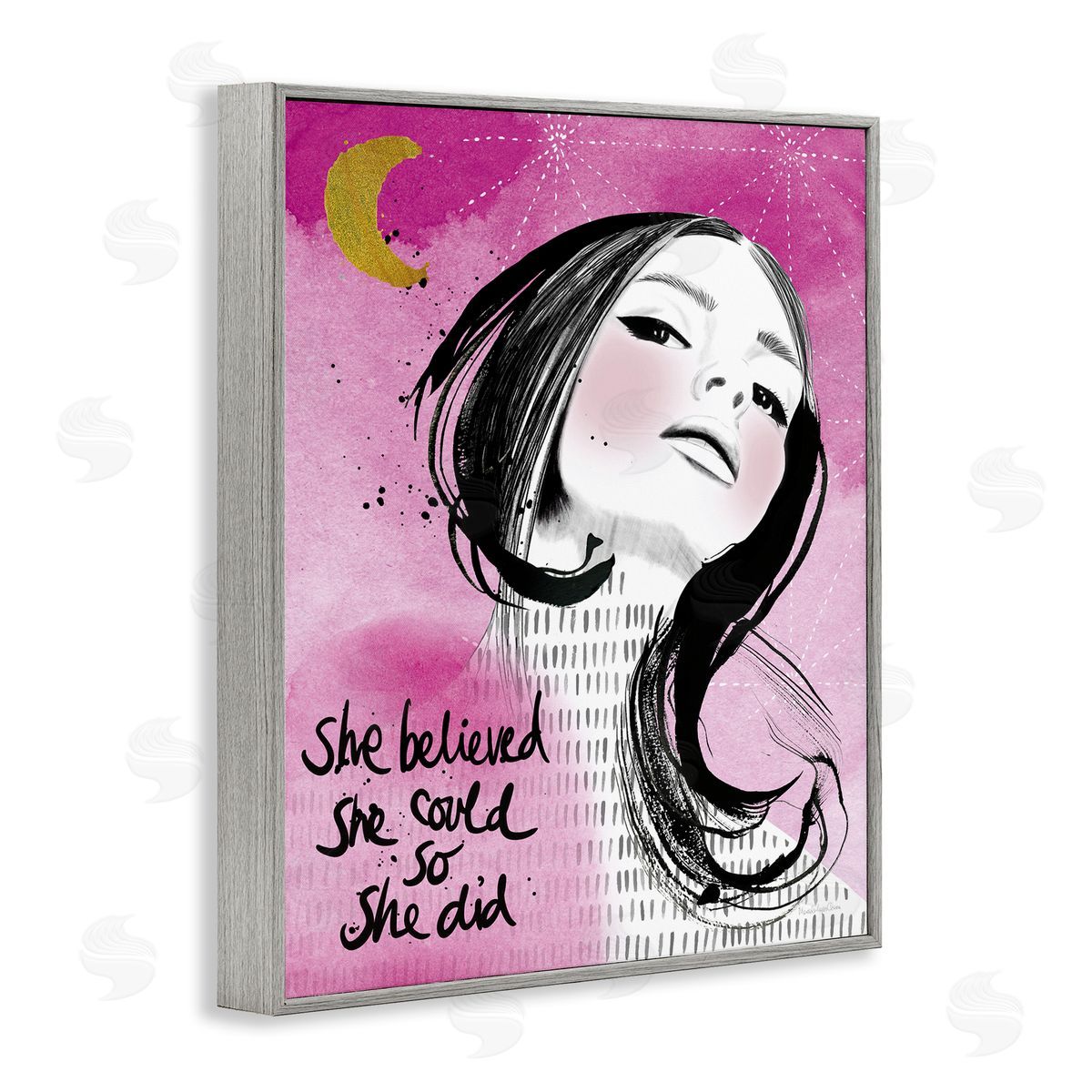 Inspirational So She Did Grey Frame Print Wall Art, Home Decor by Mercedes Lopez Charro