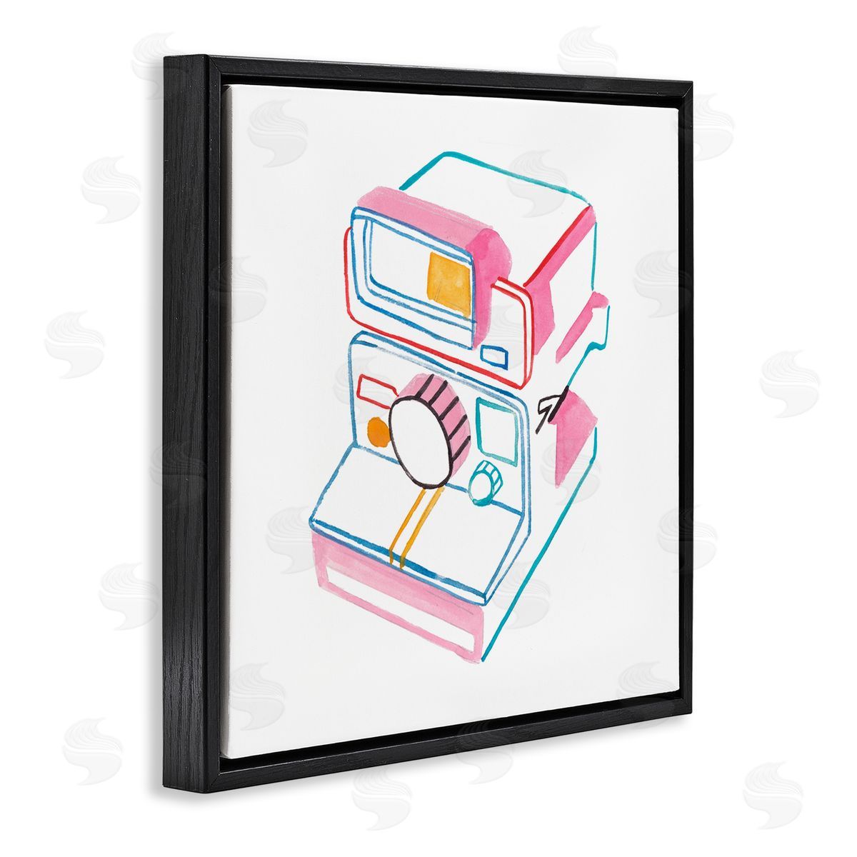 Pastel Film Camera Black Floating Frame Canvas Wall Art, Home Decor by Melissa Wang