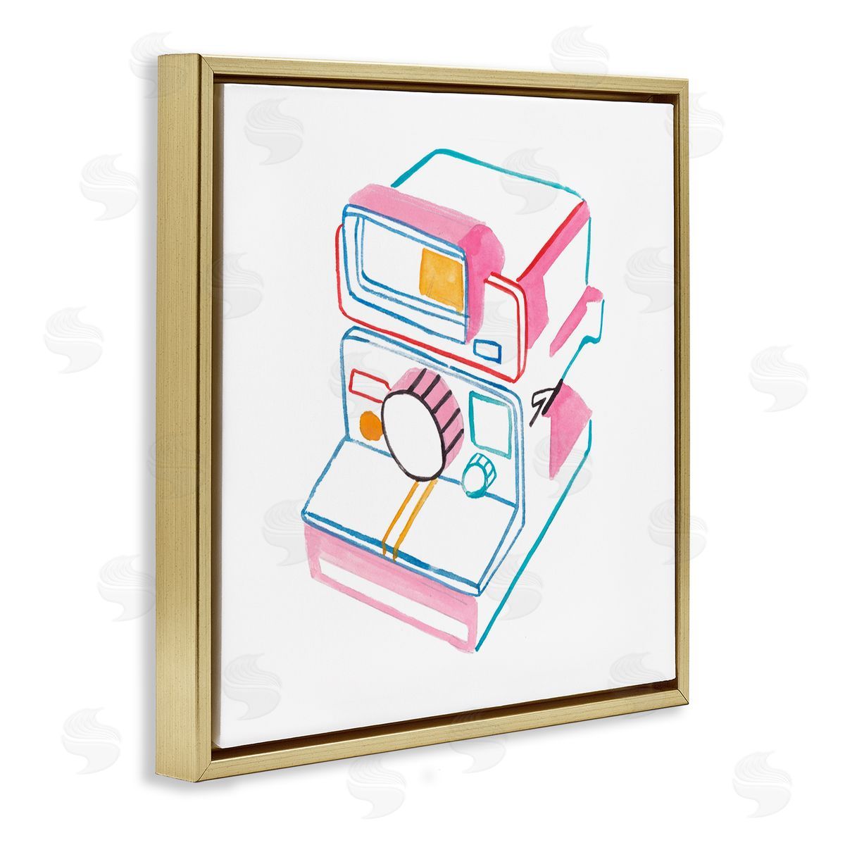 Pastel Film Camera Gold Floating Frame Canvas Wall Art, Home Decor by Melissa Wang