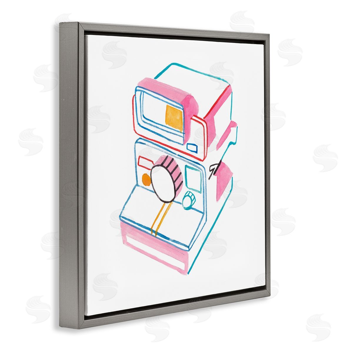Pastel Film Camera Grey Floating Frame Canvas Wall Art, Home Decor by Melissa Wang