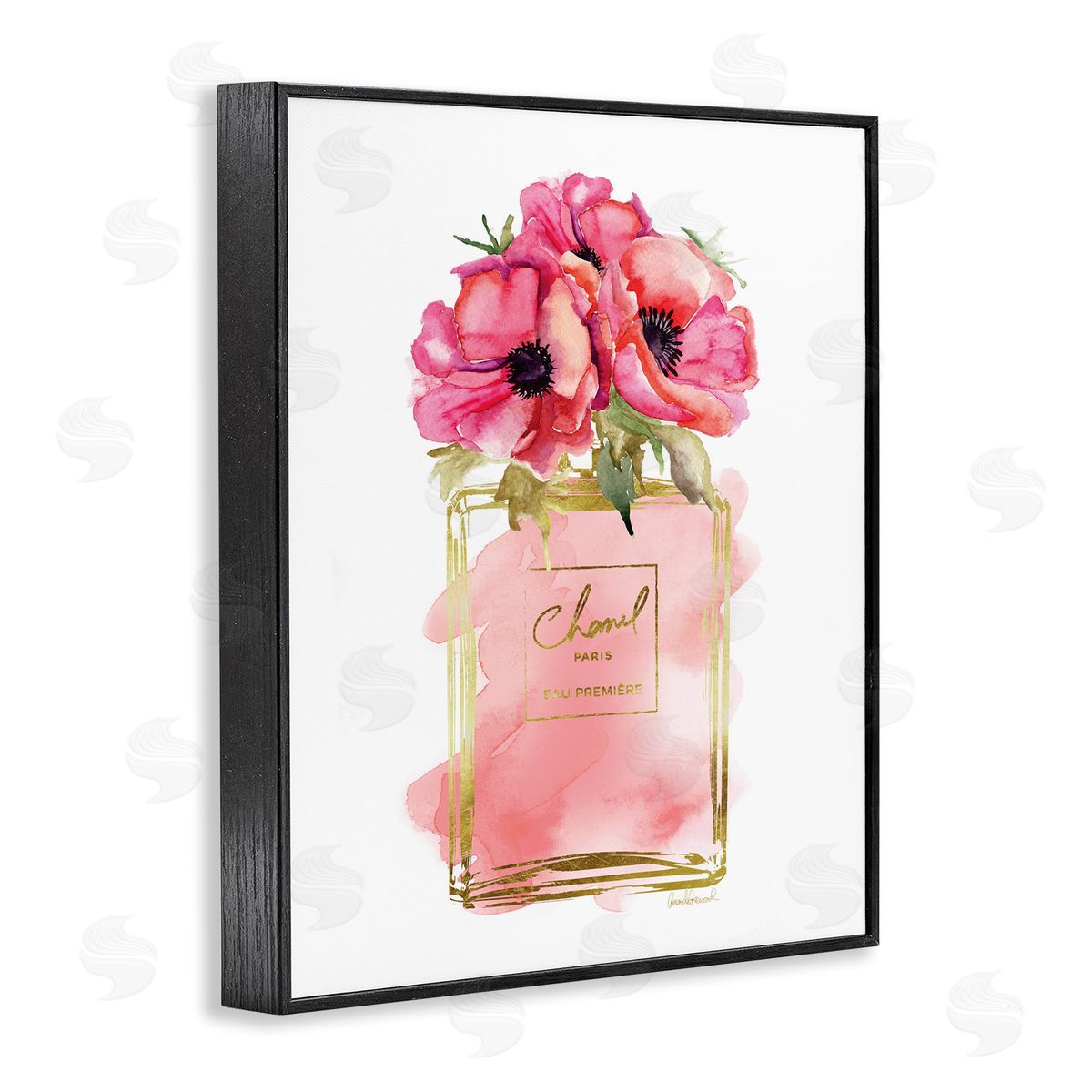 Watercolor Perfume Bouquet Black Frame Print Wall Art, Home Decor by Amanda Greenwood