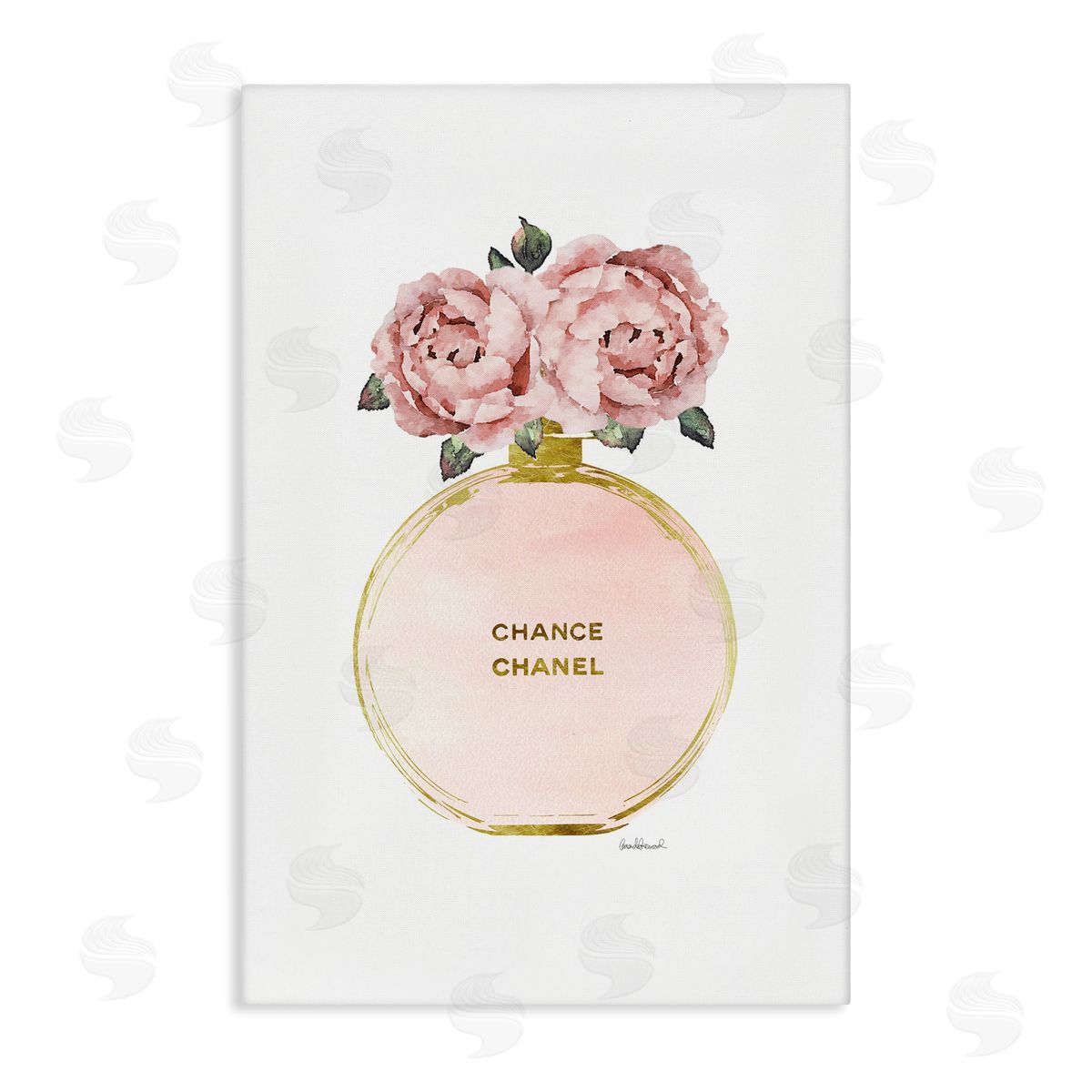 Round Perfume Bottle Canvas Wall Art, Home Decor by Amanda Greenwood