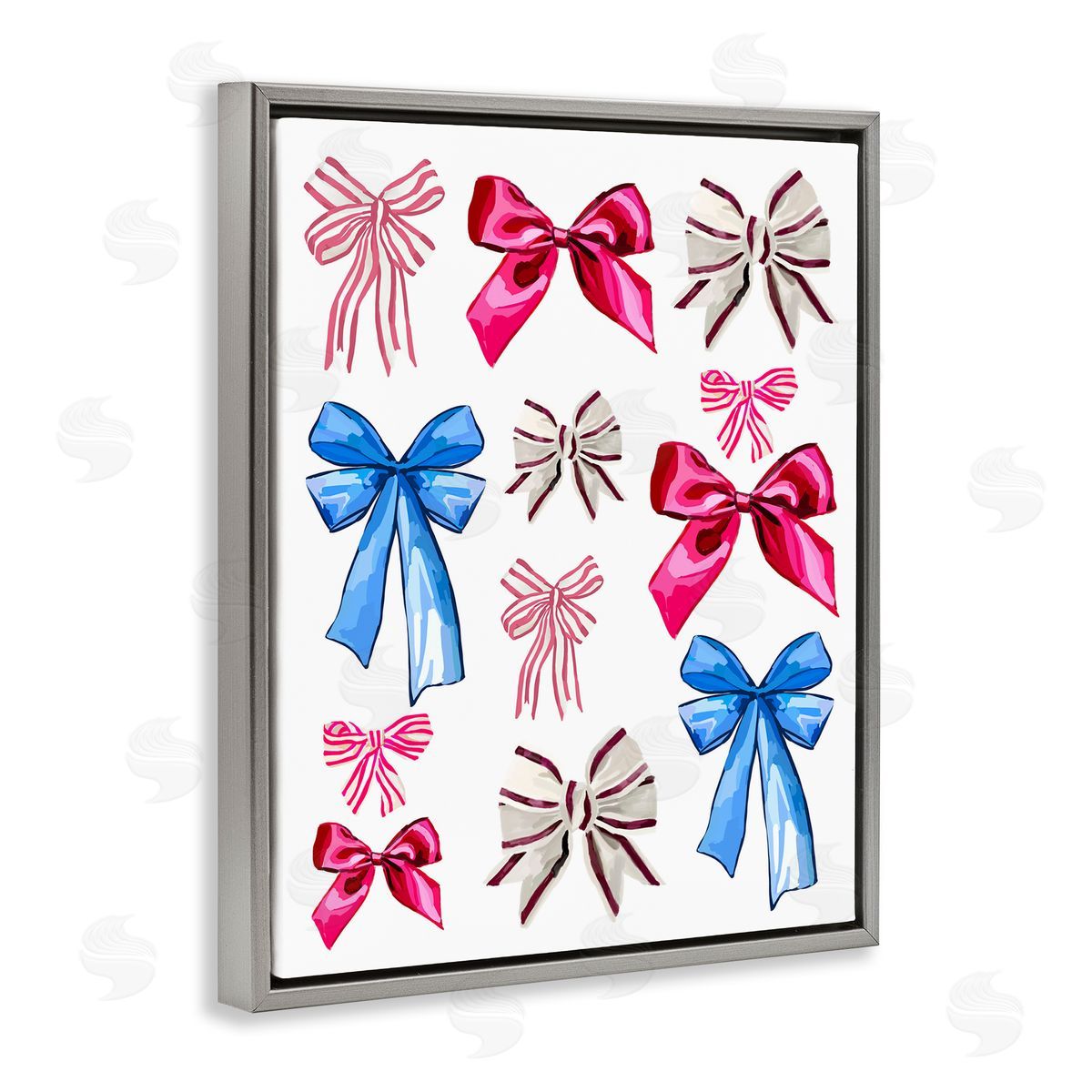 Varied Fashion Ribbons Grey Floating Frame Canvas Wall Art, Home Decor by Amelia Noyes