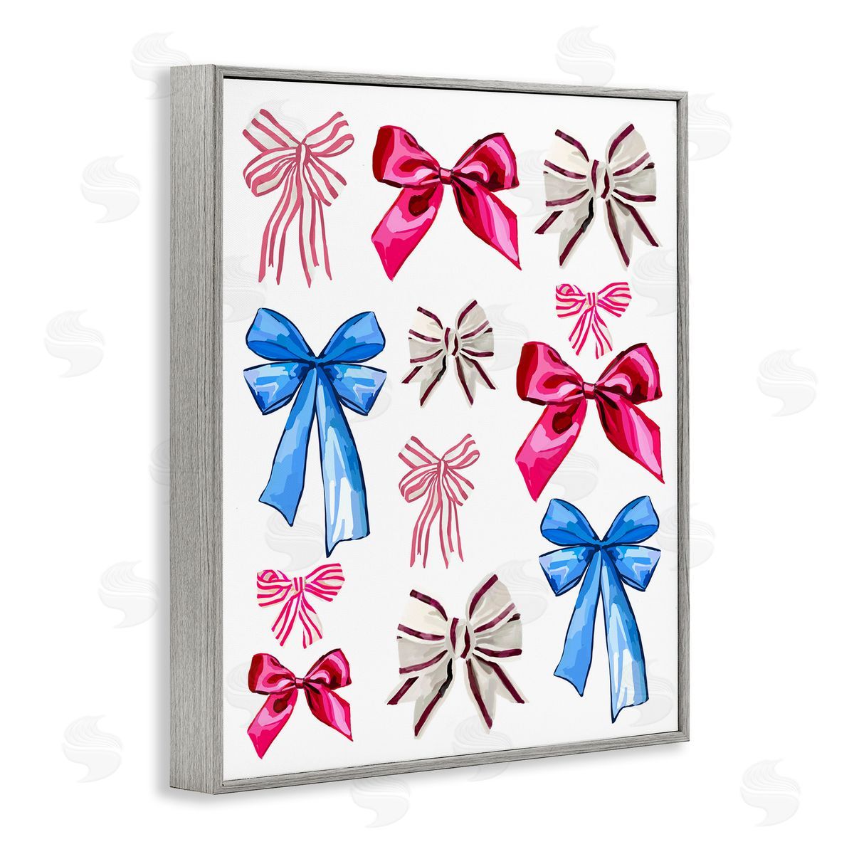 Varied Fashion Ribbons Grey Frame Print Wall Art, Home Decor by Amelia Noyes