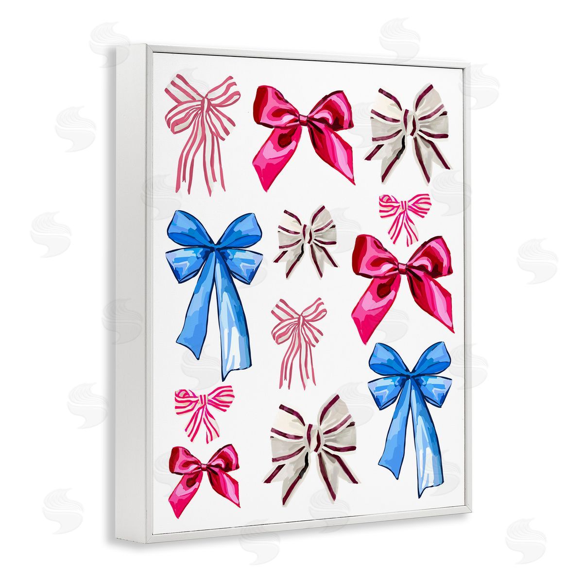 Varied Fashion Ribbons White Frame Print Wall Art, Home Decor by Amelia Noyes