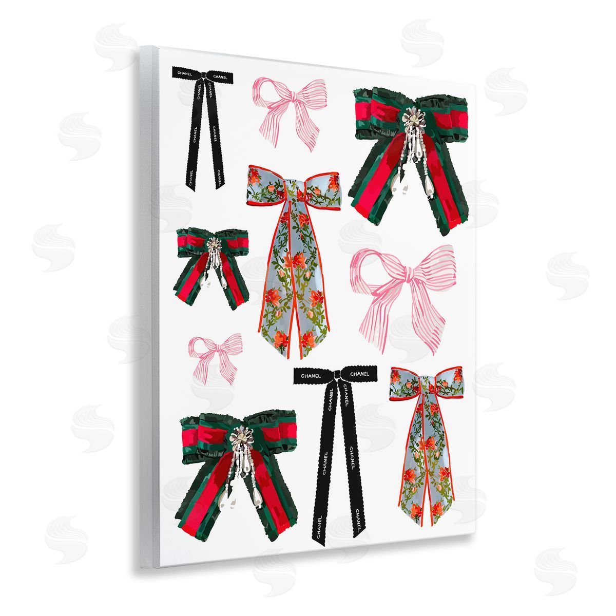 Patterned Fashion Ribbons Wood Plaque Wall Art, Home Decor by Amelia Noyes