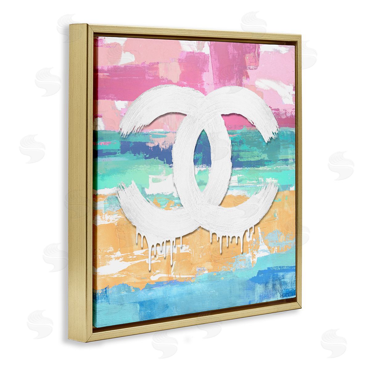 Glam Pastel Gradient Gold Floating Frame Canvas Wall Art, Home Decor by Madeline Blake