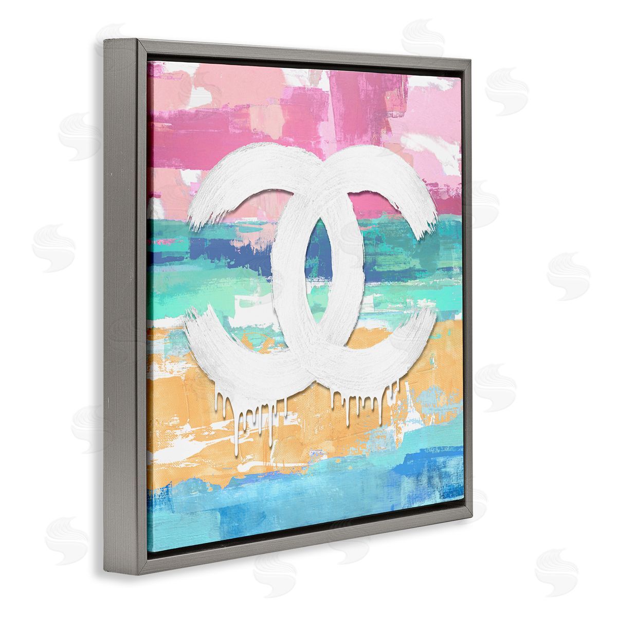 Glam Pastel Gradient Grey Floating Frame Canvas Wall Art, Home Decor by Madeline Blake