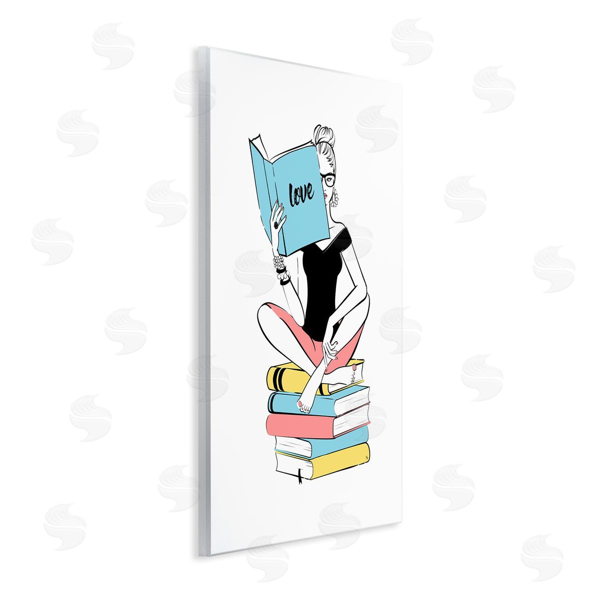 Book Love Girl Wood Plaque Wall Art, Home Decor by Martina Pavlova