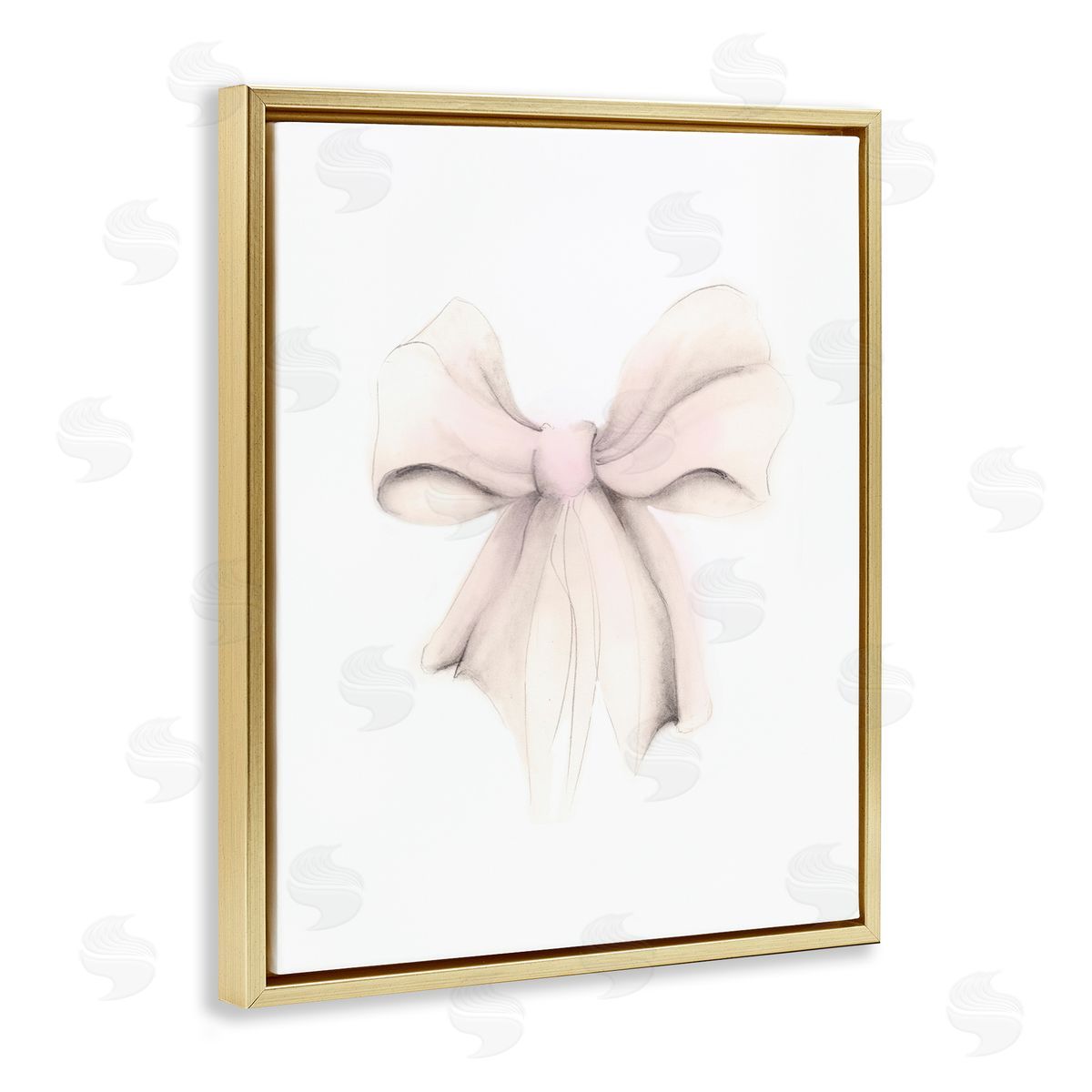 Soft Pale Ribbon Gold Floating Frame Canvas Wall Art, Home Decor by Studio Q
