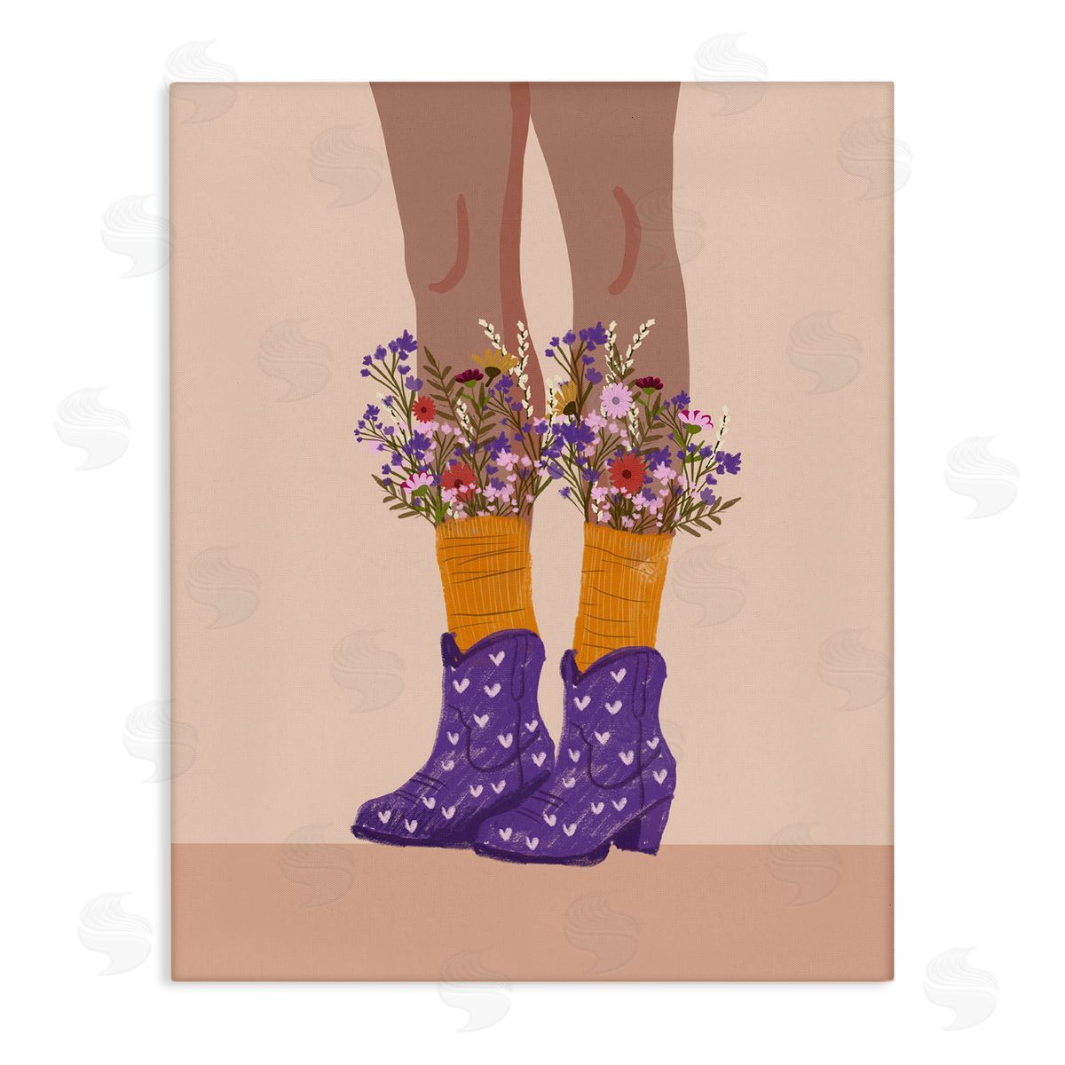 Wildflower Fashion Illustration Canvas Wall Art, Home Decor by Chen Alyesh