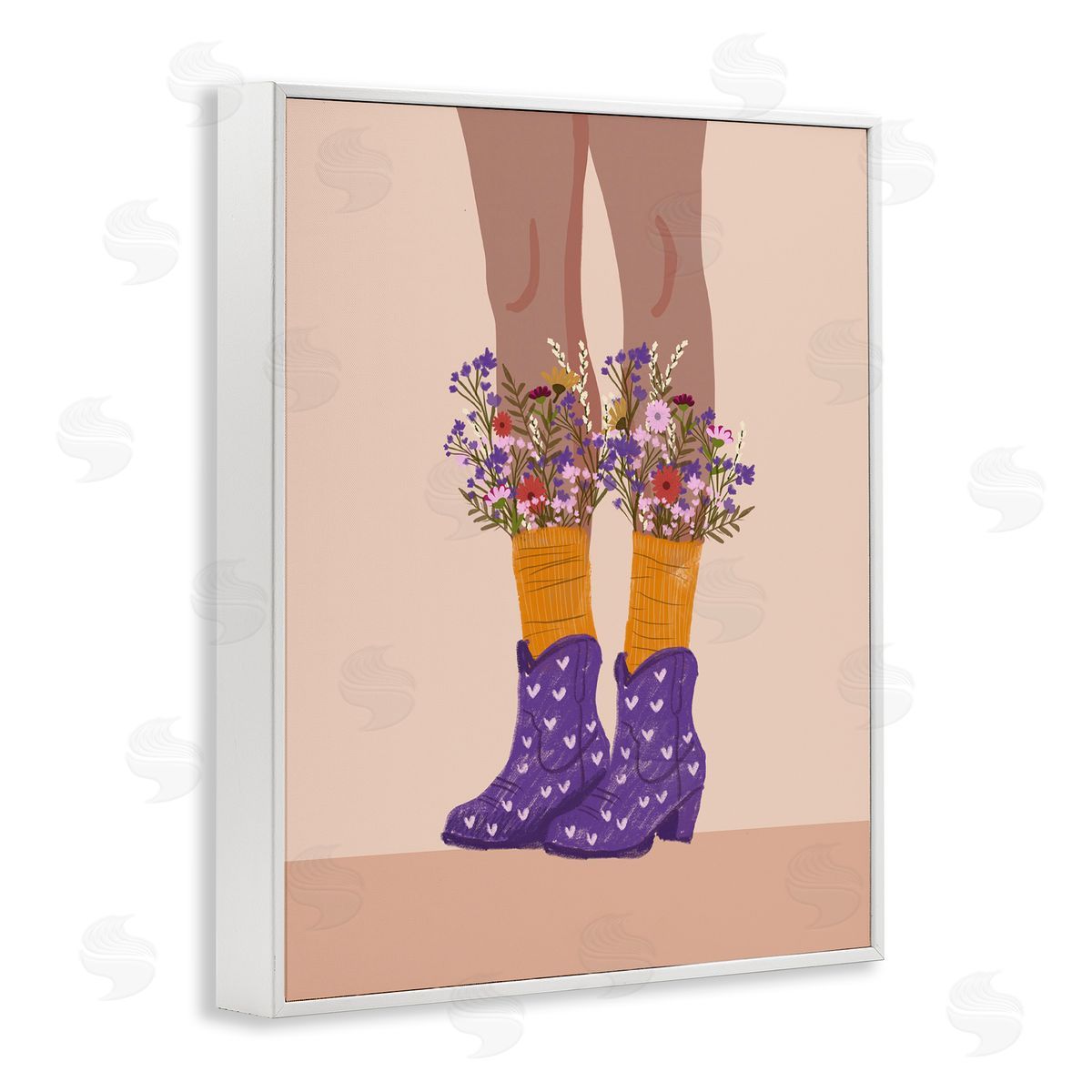 Wildflower Fashion Illustration White Frame Print Wall Art, Home Decor by Chen Alyesh