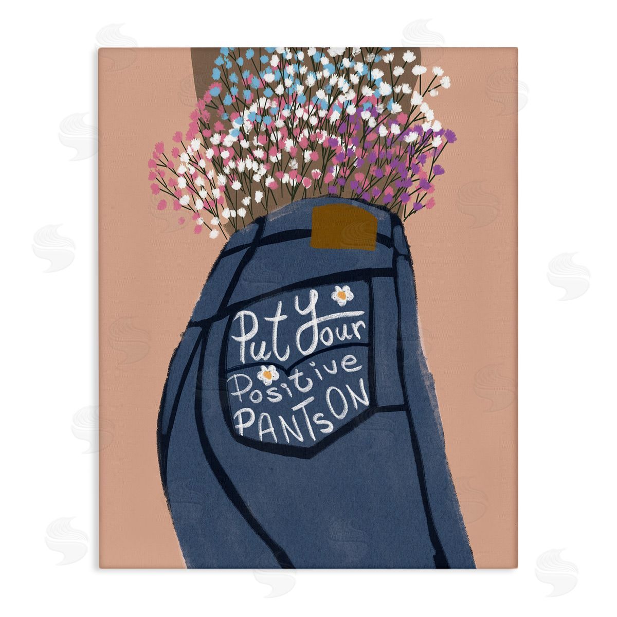 Floral Positive Pants Canvas Wall Art, Home Decor by Chen Alyesh