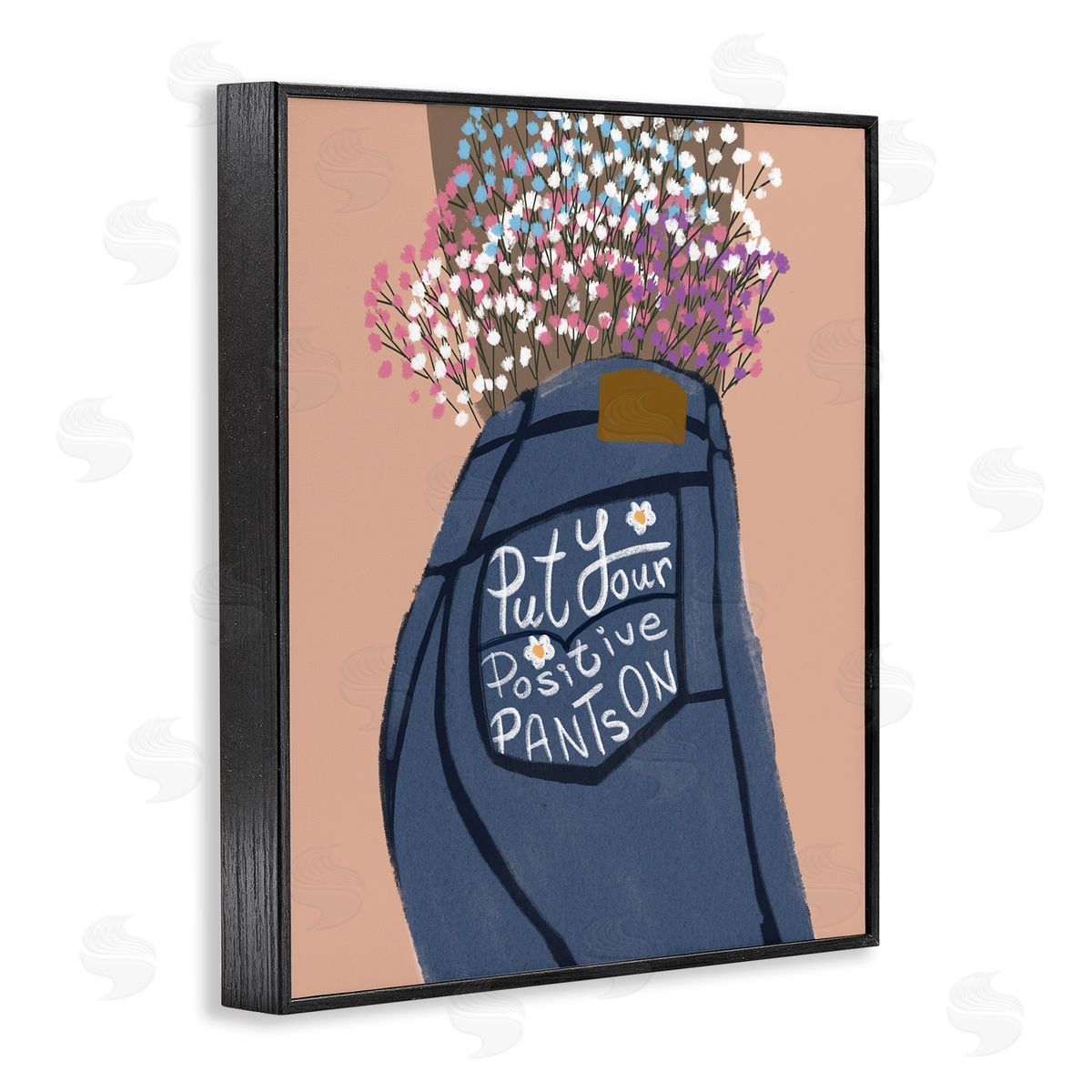 Floral Positive Pants Black Frame Print Wall Art, Home Decor by Chen Alyesh