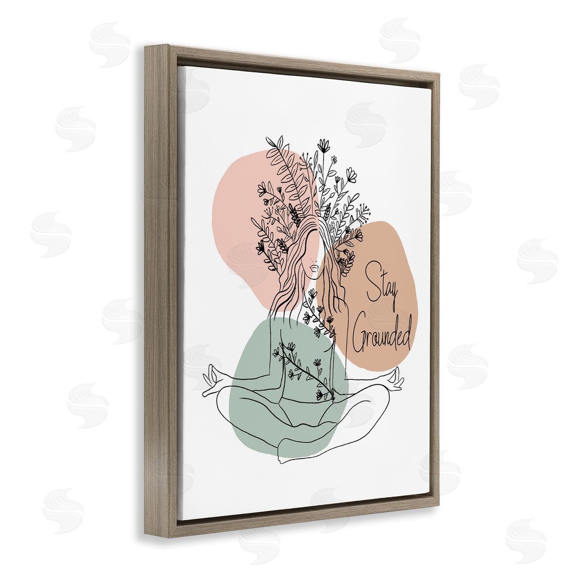 Stay Grounded Portrait Brown Floating Frame Canvas Wall Art, Home Decor by Chen Alyesh