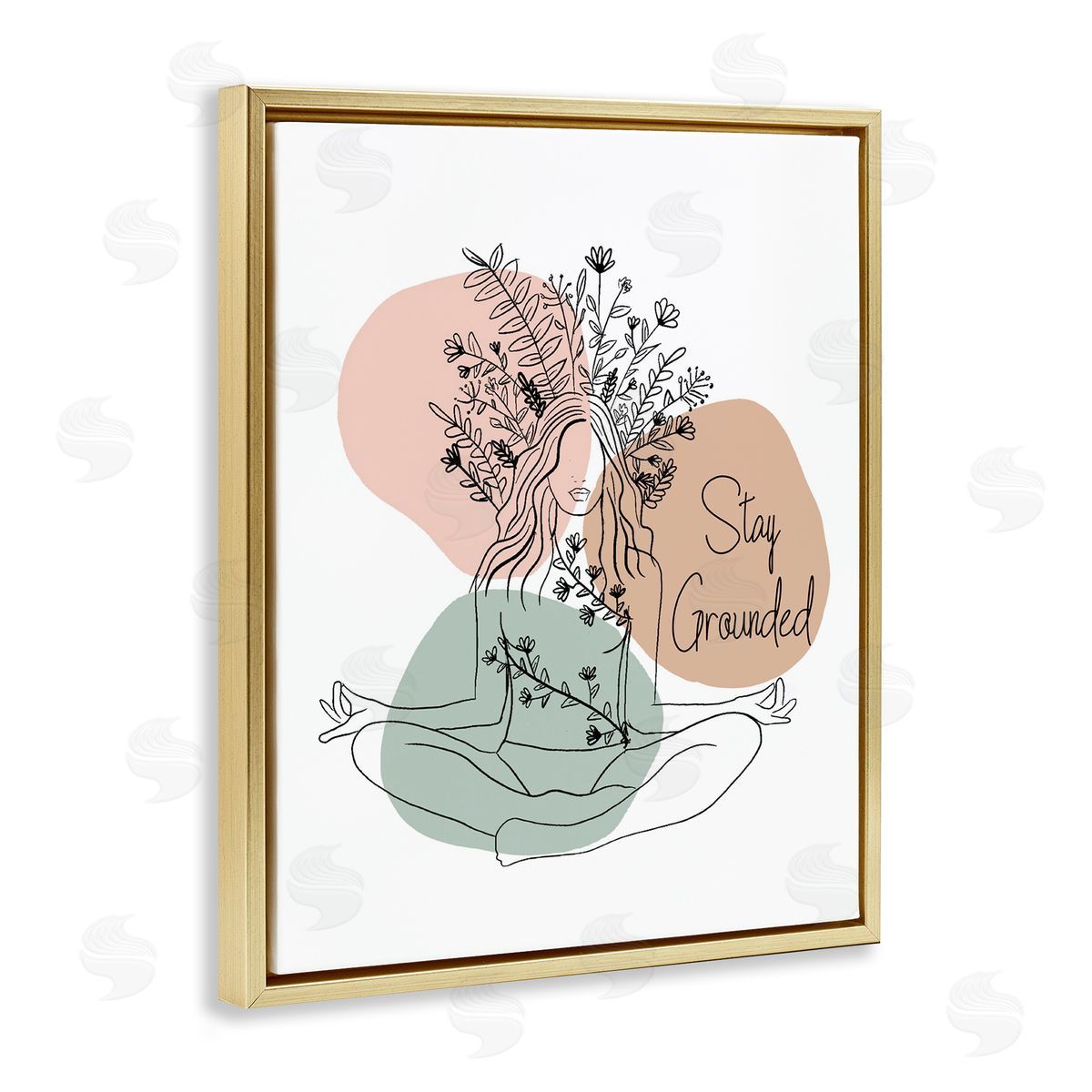 Stay Grounded Portrait Gold Floating Frame Canvas Wall Art, Home Decor by Chen Alyesh