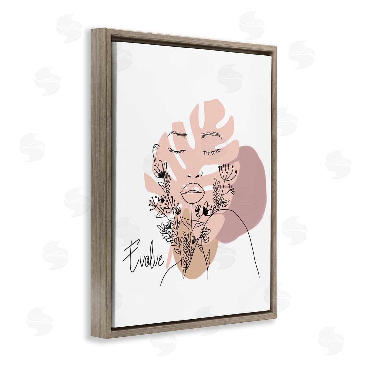 Evolve Boho Portrait Brown Floating Frame Canvas Wall Art, Home Decor by Chen Alyesh