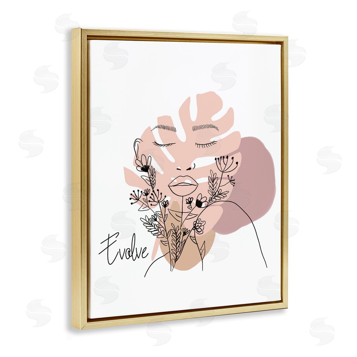 Evolve Boho Portrait Gold Floating Frame Canvas Wall Art, Home Decor by Chen Alyesh