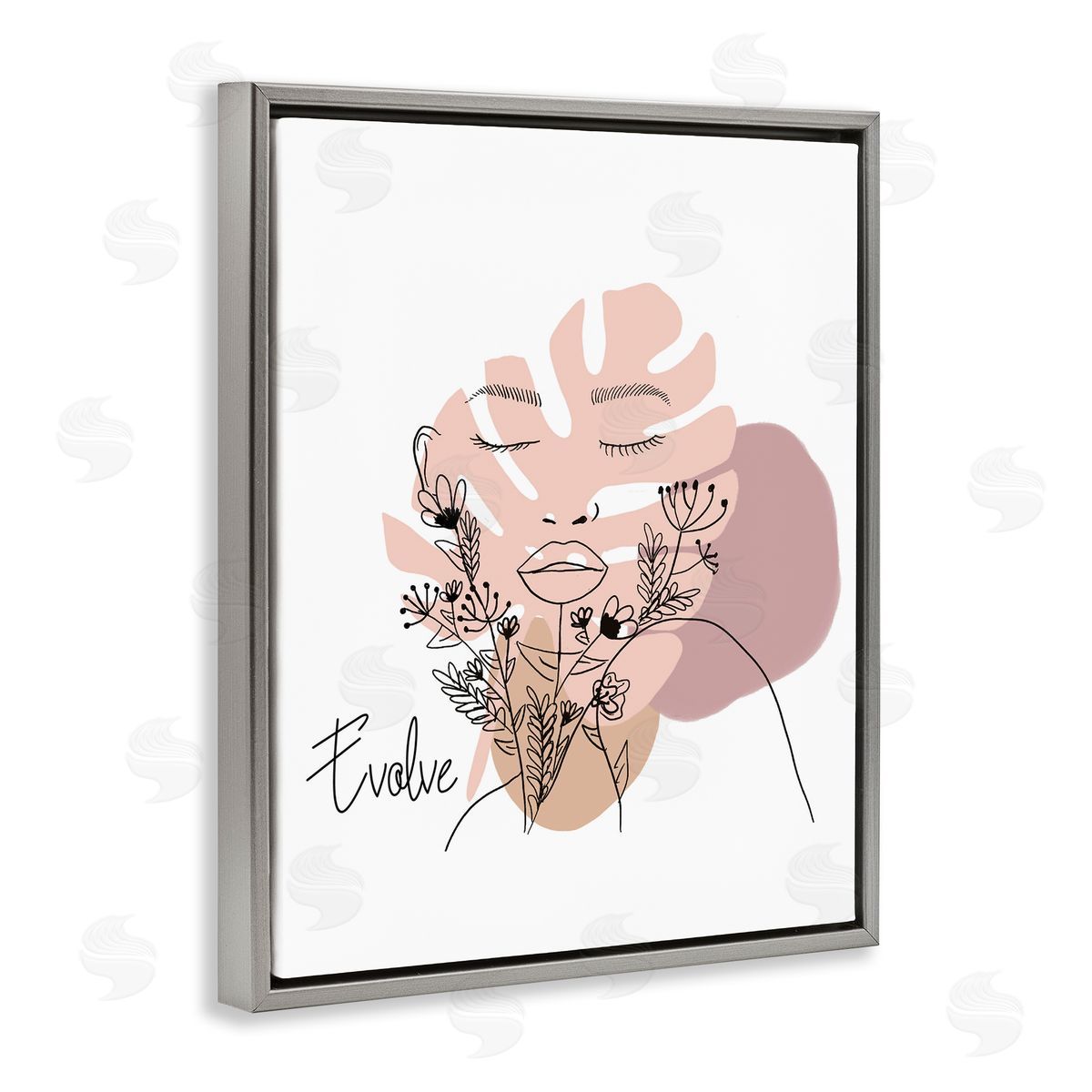 Evolve Boho Portrait Grey Floating Frame Canvas Wall Art, Home Decor by Chen Alyesh