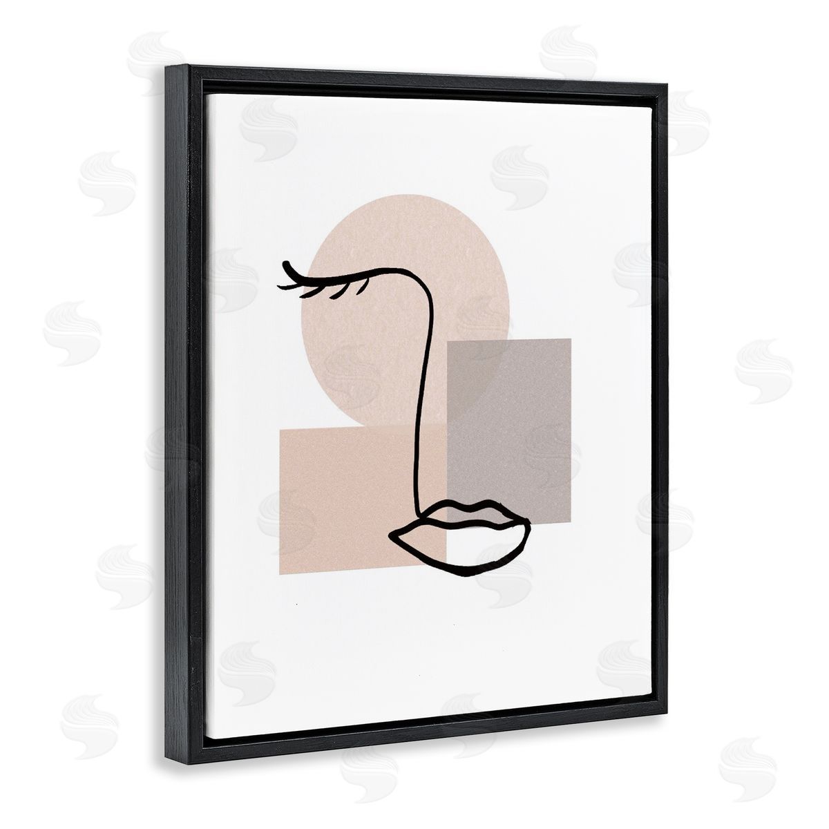Minimal Face Portrait Black Floating Frame Canvas Wall Art, Home Decor by Chen Alyesh